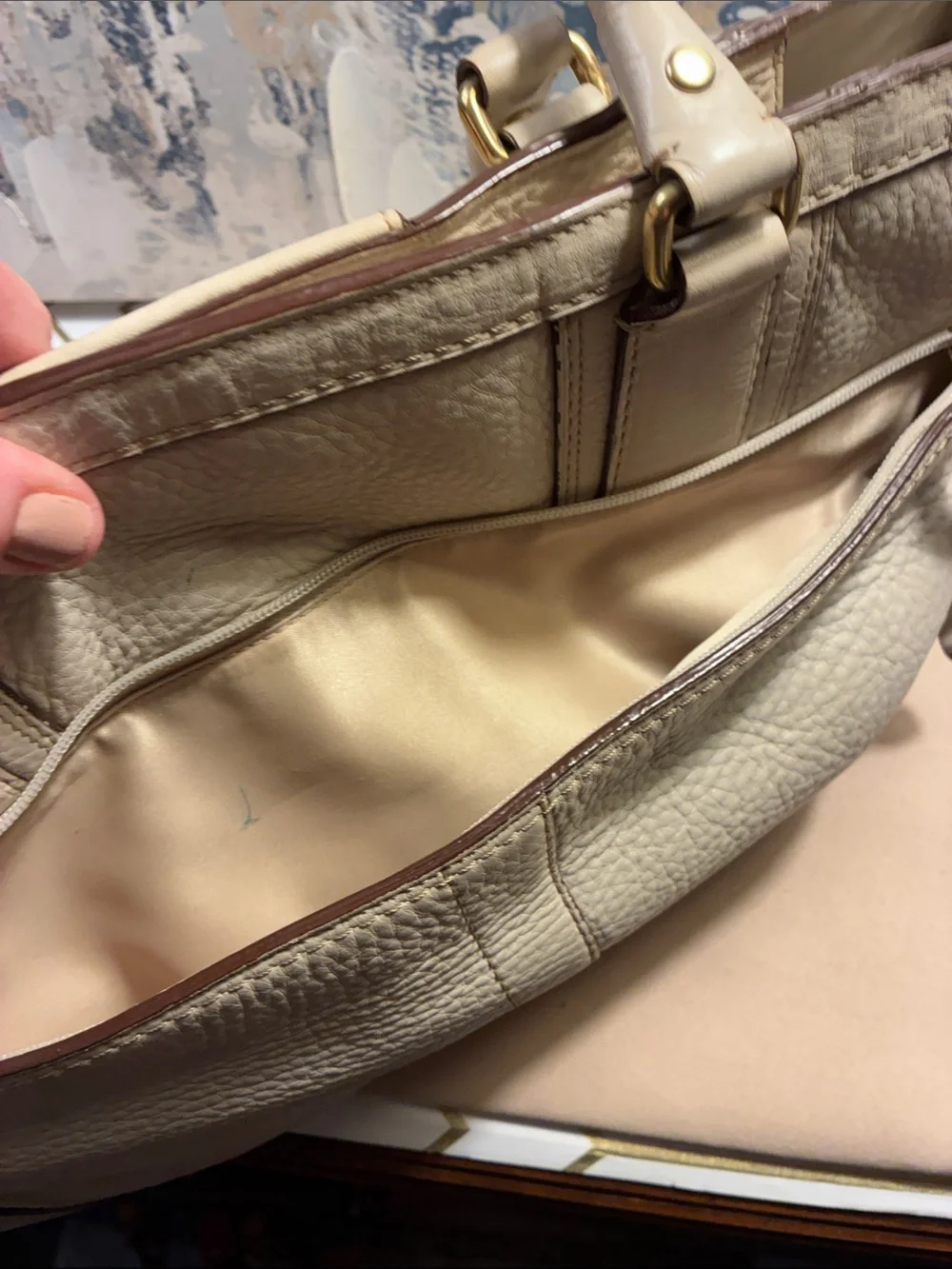 Genuine Vintage Coach Hampton 2006Cream Leather Tote with Braided Trim